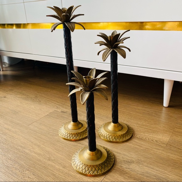 3 Graduated Height Brass Candle Stick Holders - Picture 10 of 12